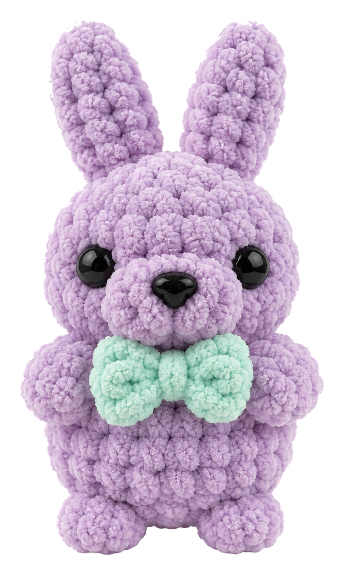 Amigurumi conejito lila tejido