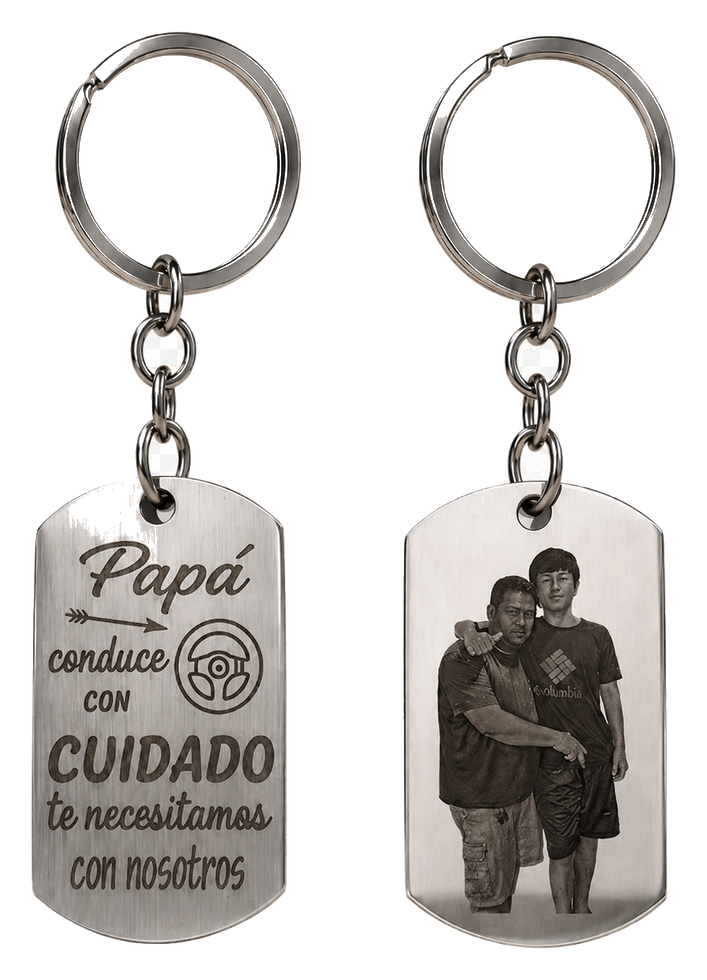 Llaveros de metal grabados para papa